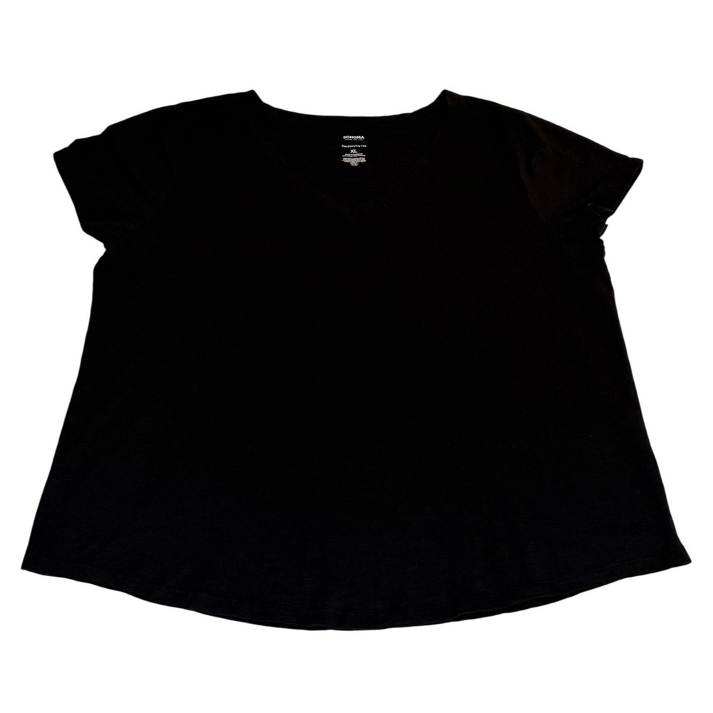 Sonoma Goods for Life The Everyday Tee Black V-Neck Short Sleeve Shirt XL